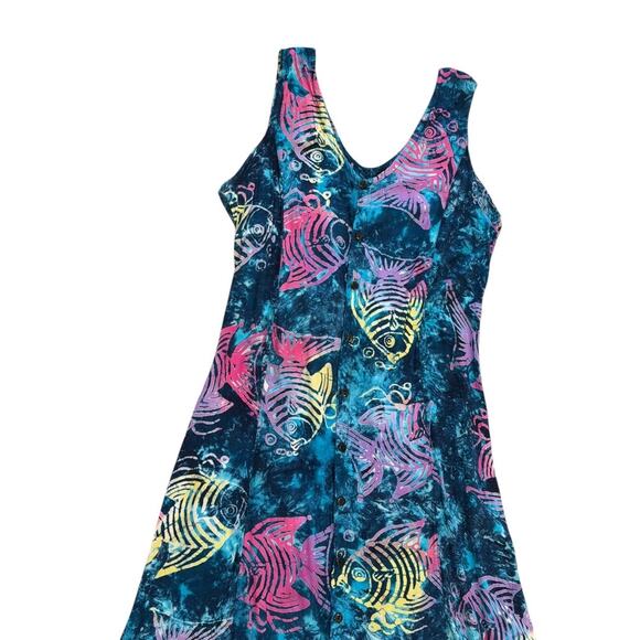 Vintage Tropical Fish Print Muumuu Hawaiian Dress - Picture 7 of 8